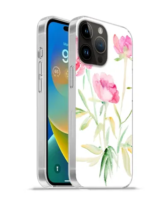 Produktbild von MuchoWow® Handyhülle Schutzhülle Hülle für Apple iPhone 14 Pro Max Blumen - Aquarell - Rosa Silikon Softcase Handy Hülle - Hardcover