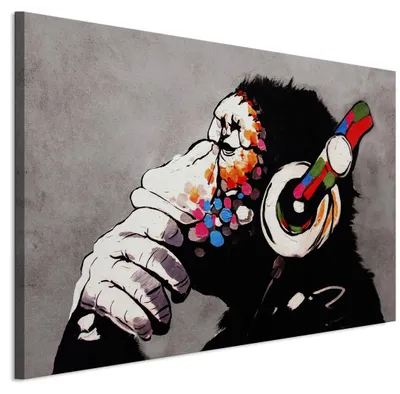 Image de LUMASOUL Tableau sur toile, motif nature, tableaux muraux cadre bois, Tableau Mural pour Salon & Chambre, 90x60 cm Banksy