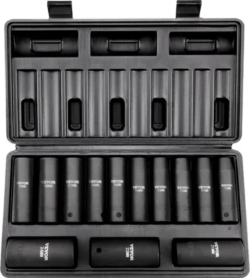 Zdjęcie produktu dla Profesjonalny zestaw kluczy nasadowych ze stali stopowej CR-V 13-częściowy zestaw kluczy nasadowych 10-24 mm, klucz udarowy, klucz nasadowy HRC 42-48, w tym walizka narzędziowa, metryczny ściągacz do śrub