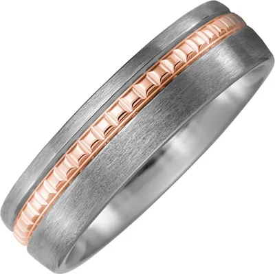 Produktbild von Gr. 64 Partner Ring Titan matt mit 750 Rotgold Partnerring