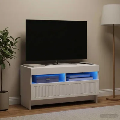 Productafbeelding van Maison Exclusive - LED-TV-meubel ALKMAAR, 81 x 35 x 43 cm, wit, houtvezel