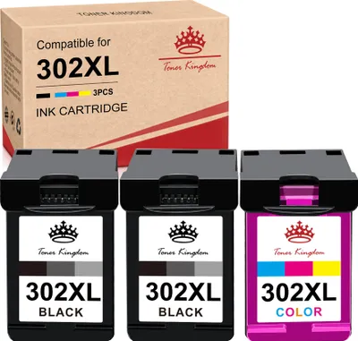 A product shot of three ink cartridges and their packaging.