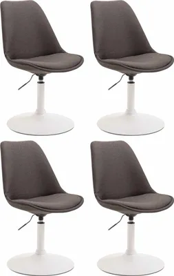 Produktbild von CLP 4er Set Esszimmerstühle Maverick Stoff drehbar und stufenlos verstellbar dunkelgrau Gestell Farbe weiß