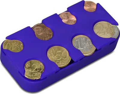 Produktbild von kwmobile Münzbox für Euro Münzen - 8 Fächer von 1 Cent bis 2 Euro - Münzhalter Münzsammler - Münzspender Sortierer in Blau