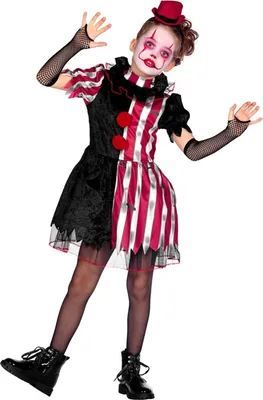 Produktbild von Halloween-Clown-Kleid für Mädchen, schwarz-rot, Größe 116