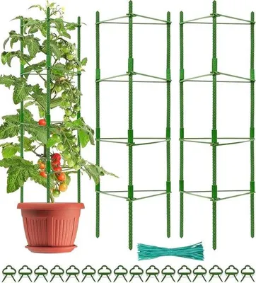 Produktbild von Klimhilfe für Pflanzen mit Verstellbarer Stütze 160 cm - 2 Stück, für Kletterpflanzen mit Drehbändern und Pflanzeklemmen
