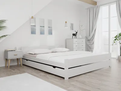 Zdjęcie produktu dla Łóżko IKAROS DOUBLE 180 x 200 cm, białe Łóżko listwowe, Materac: bez materaca