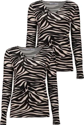 Produktbild von HaILYS T-Shirt Zweierpack mit V-Ausschnitt im Zebra-Look Größe: M