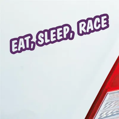 Produktbild von Auto Aufkleber Eat, Sleep, Race Tuning Rennen Car Schriftzug 19,5x3 cm Lila Sticker Heckscheibenaufkleber