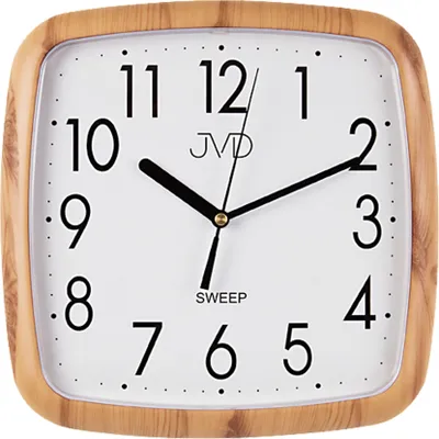 Produktbild von JVD H615.3 Wanduhr Quarz analog in Holz Optik eckig leise ohne Ticken