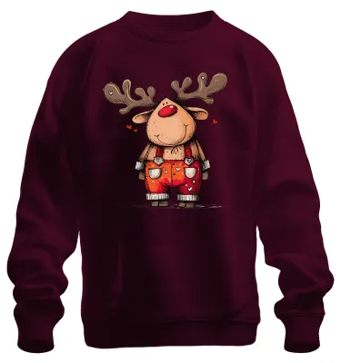 Produktbild von Niedliches Rentier Rudolf Rotnase Weihnachten Geschenk Sweatshirt Pullover, Burgundy, XXL