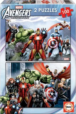 Productafbeelding van Marvel Avengers, 2 puzzels van elk 100 stukjes, voor kinderen en volwassenen