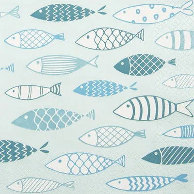 Produktbild von RP 20 Servietten Fish on Tour mint - Fische im Schwarm auf mintgrün 33x33cm