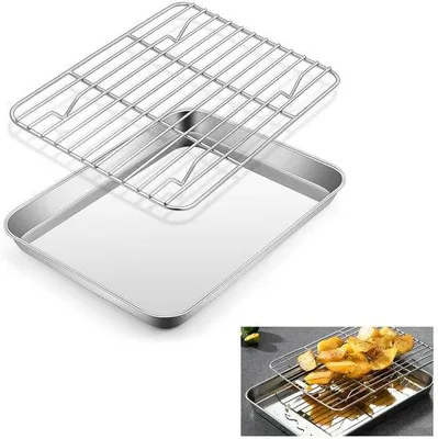 Productafbeelding van Ovenplaat met afkoelrooster, 26 x 20,5 x 2,5 cm, roestvrij staal
