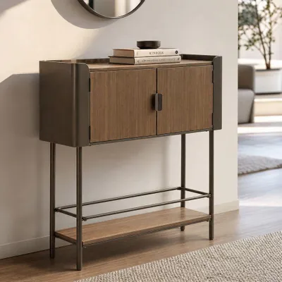 Obrázek produktu pro Skříňka z kovu a hnědého dřeva 100x42x110 cm