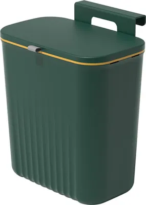 Obrázok produktu pre Závesný odpadkový kôš na organický odpad s vekom - objem 95 litrov - pre domácnosť, kuchynskú linku, kúpeľňu, kanceláriu - zelený