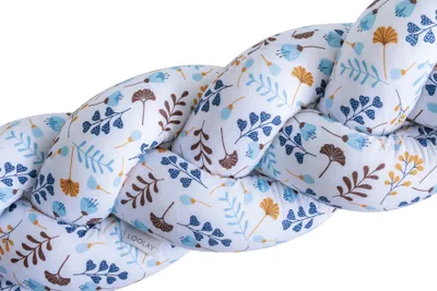 200 cm BLAU GELB Blumen Geflochtenes Kissen Zierkissen Dekokissen Bettschlange Bettumrandung Zugluft