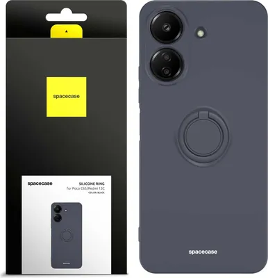 Image de Étui en silicone SPACECASE Étui en silicone avec anneau pour Redmi 13C 4G / Poco C65 Noir