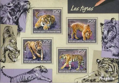 Produktbild von Briefmarken Zentralafrikanische Republik 2014 Mi 4665-4668 Kleinbogen (kompl. Ausgabe) postfrisch Tiger