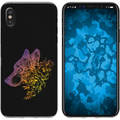 Produktbild von PhoneNatic Case kompatibel mit Apple iPhone X / XS Silikon-Hülle Floral Wolf M3-3