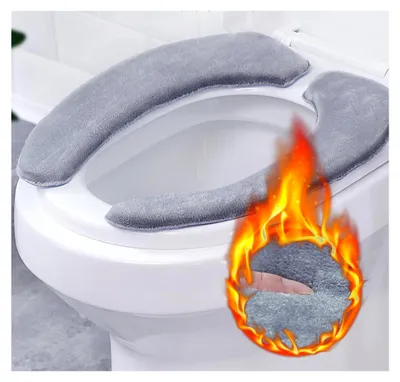 Produktbild von Toilettensitzbezug Kissen Pads Wärmer Weich und Waschbar (Grau, L)