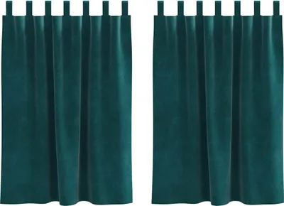 Image de vidaXL Rideaux occultants 2 pcs vert foncé 140 x 140 cm velours