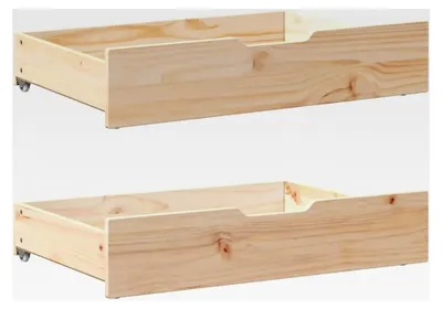 Produktbild von Unterbettschubladen mit Rollen 2 Stück 80x55x17cm Kiefernholz