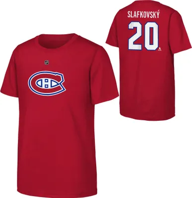 Immagine prodotto di Juraj Slafkovsky Montreal Canadiens NHL Flat Nome e Numero Ctn Tee Taglia: Bambini XL (13 - 15 anni)