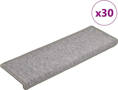 Image de Tapis d'escalier 30 pièces 65 x 21 x 4 cm Gris clair Bord rectangulaire