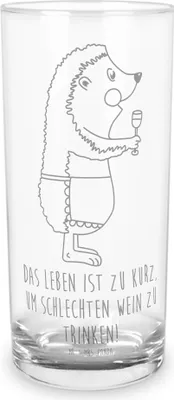 Produktbild von Mr. & Mrs. Panda Glas Igel Wein 200 ml - Transparent - Geschenk, Weinliebhaber, Tumbler, Wasserglas, Longdrinkglas, Weißwein, Lustige Sprüche, Spruch, Trinkglas, Rotwein