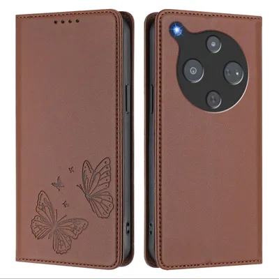 Image de Étui en cuir pour ZTE nubia P9 Pro, étui de protection type portefeuille en cuir gaufré « papillon » avec support, marron