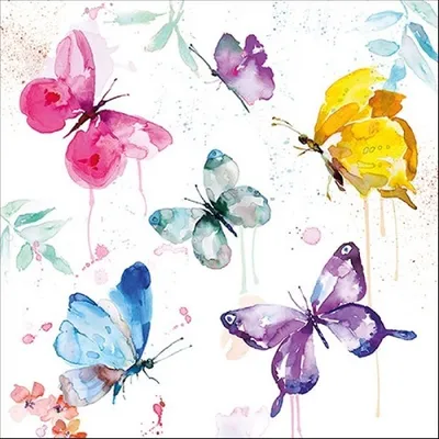Produktbild von Küchentuch Baumwolle 50x70cm mit Schmetterling Muster Weiß / Bunt