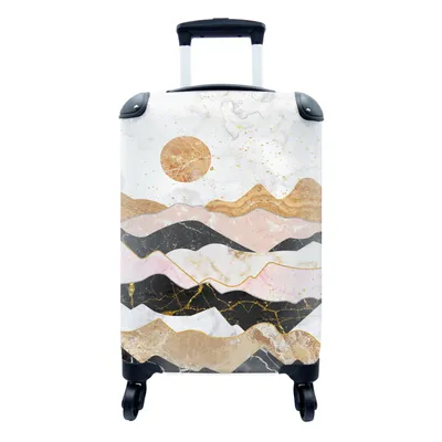 Produktbild von MuchoWow® Koffer Handgepäck Trolley Rollkoffer Kleine Reisekoffer mit 4 Rollen - Marmor - Gold - Berge - Cabin Size < 55x40x23 cm & 55x40x20 cm - Fotokoffer - Kabinenkoffer - Boardgepäck - Reise-Box - Reisekoffer - Reisegepäck - Koffer mit Bild - Trolley für Kinder