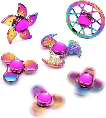 Productafbeelding van Metalen fidget spinners - Set van 6 - Premium sensorisch speelgoed voor ADHD & angstverlichting - Stille focus spinners