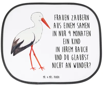Produktbild von Mr. & Mrs. Panda Sonnenschutz Auto Storch - Weiß - Geschenk, Schwangerschaft, für Autoscheiben, Lustige Sprüche, Störche, Baby, Mütter, Hitzeschutz, Seitenscheibe, Mutter