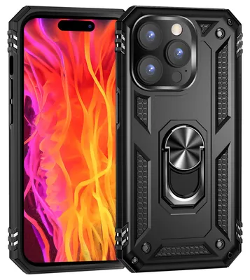 Produktbild von Panzer Hülle mit Ring für iPhone 15 Pro Max Outdoor Handyhülle Schutz Hard Case Schwarz