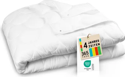 Produktbild von 4-Jahreszeiten Bettdecke, 220x240 cm, mit Druckknöpfen, Polyester, weiß