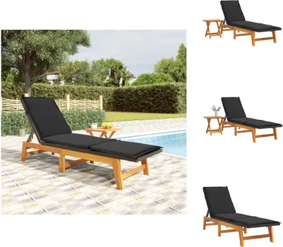 Image de vidaXL Bain de soleil avec table Poly rotin et bois massif Acacia - Bains de soleil
