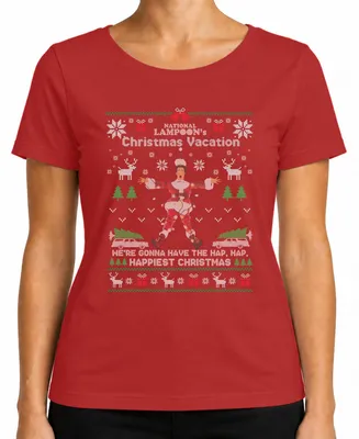 Imagen del producto de Camiseta para mujer, diseño "National Lampoon's Christmas Vacation", con la imagen de Clark Griswold en Navidad, color rojo, talla M