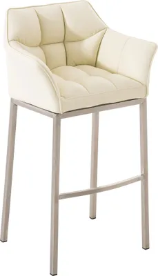 Produktbild von TPFLiving Barhocker Damaskus mit 4-Fuß Gestell Edelstahl Kunstleder Creme