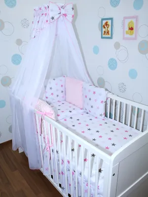 Produktbild von Baby Bettwäsche Bettset MINKY mit 6 x Kissen - 6 teilig -Nestchen Chiffon Himmel - 10. CH10