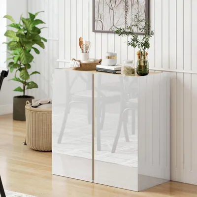 Produktbild von Sideboard mit Soft-Close-Türen und Anpassbares Regal Aufbewahrungsschrank Wohnzimmerschrank Weiß