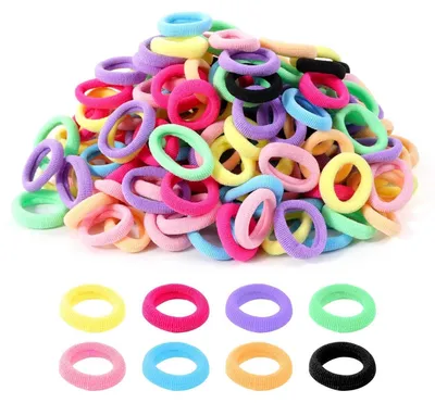 Obrázok produktu pre 200 kusov mini viazanie vlasov dievčatá farebné 2,5 cm priemer - detská sada viazanie vlasov
