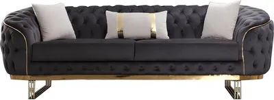 Productafbeelding van Designbank, 3-zits, stoffen bank, gestoffeerde bank, design, bruin, Chesterfield-stijl