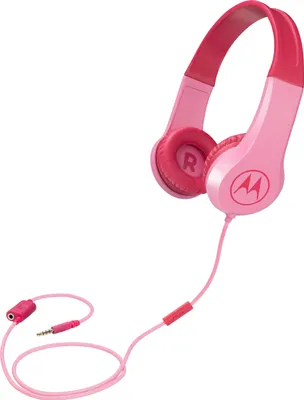 Immagine prodotto di Motorola Lifestyle Squads 200 - Cuffie cablate per bambini - Volume limitato a 85 dB, flessibili e resistenti, protezione dell'udito e funzione di condivisione della musica, cuscinetto antiallergico (senza BPA) - Rosa