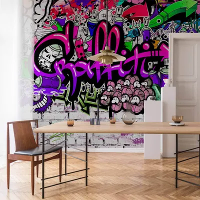Produktbild von Vlies Fototapete - Purple Graffiti 400x280 cm Streetart f-A-0348-a-c