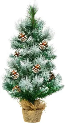 Immagine prodotto di Albero di Natale artificiale mini - Albero di Natale da tavolo - 60 cm - Base in cemento - Con pigne - Verde