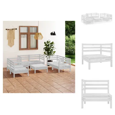 Produktbild von vidaXL 7-tlg. Garten-Lounge-Set Weiß Massivholz Kiefer -  Gartenmöbel-Sets