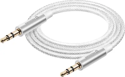 Produktbild von Swissten, Aux-Kabel 3,5 mm zu 3,5 mm Swissten Nylon 1,5 m Weiß, Weiß