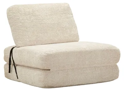 Produktbild von Schnelleres weißes Schlafsofa – 2-in-1-Design mit Bouclé-Bezug, 80 x 100 x 80 cm – Platzsparende Lösung